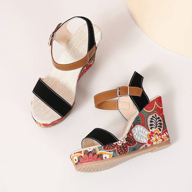 Orthopedic Balance Floral Embroidered High Heel Sandals - Unique Elegance