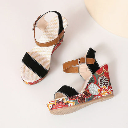 Orthopedic Balance Floral Embroidered High Heel Sandals - Unique Elegance