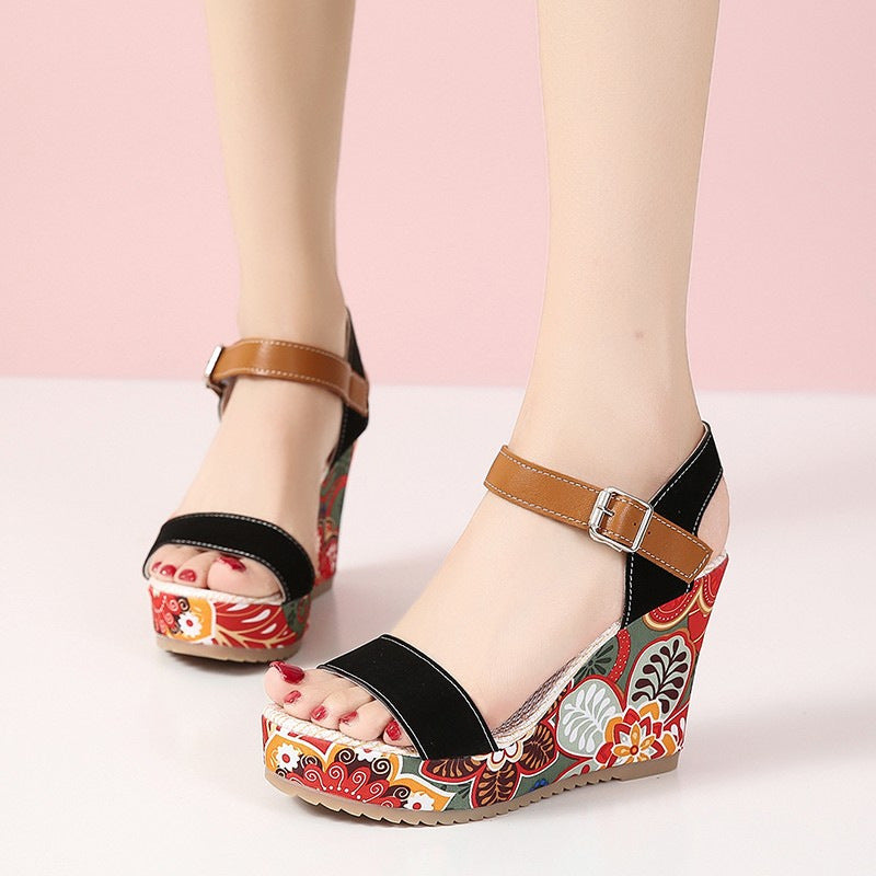 Orthopedic Balance Floral Embroidered High Heel Sandals - Unique Elegance