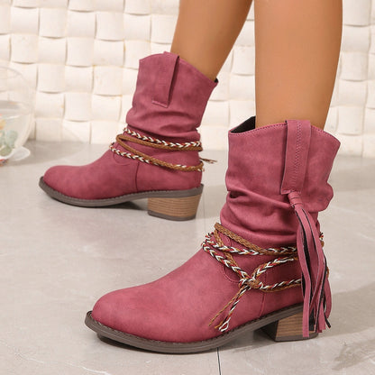 Orthopedic Balance Pleated Tassel Boots - Ergonomic Comfort