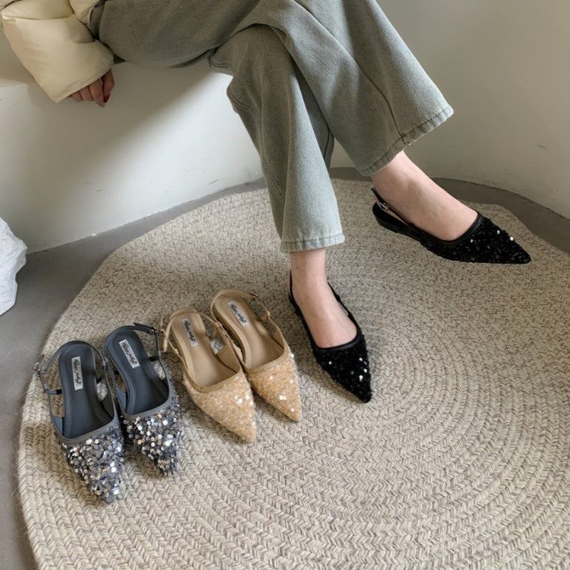 Orthopedic Balance Silver Sequined Pumps - Unique French Style