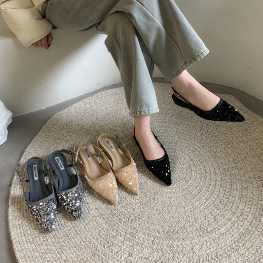 Orthopedic Balance Silver Sequined Pumps - Unique French Style