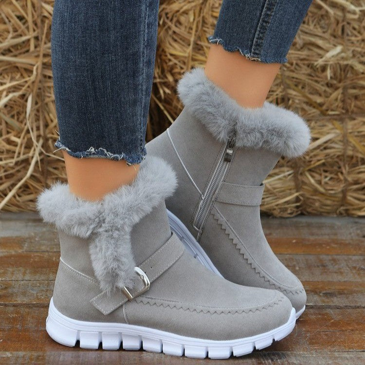 Anabelle |  Plush Ankle Boots With Buckle Design