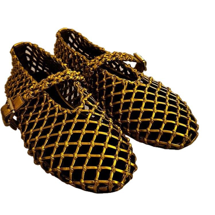 Orthopedic Balance Woven Mesh Mary Jane Flat Shoes