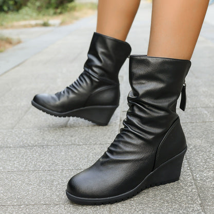 Orthopedic Balance Wedge Ankle Boots - Fur-Lined Comfort