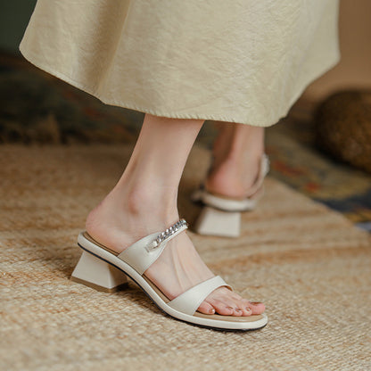 Calypso | Women’s Orthopedic Rhinestone Strap Block Heel Mule Sandals