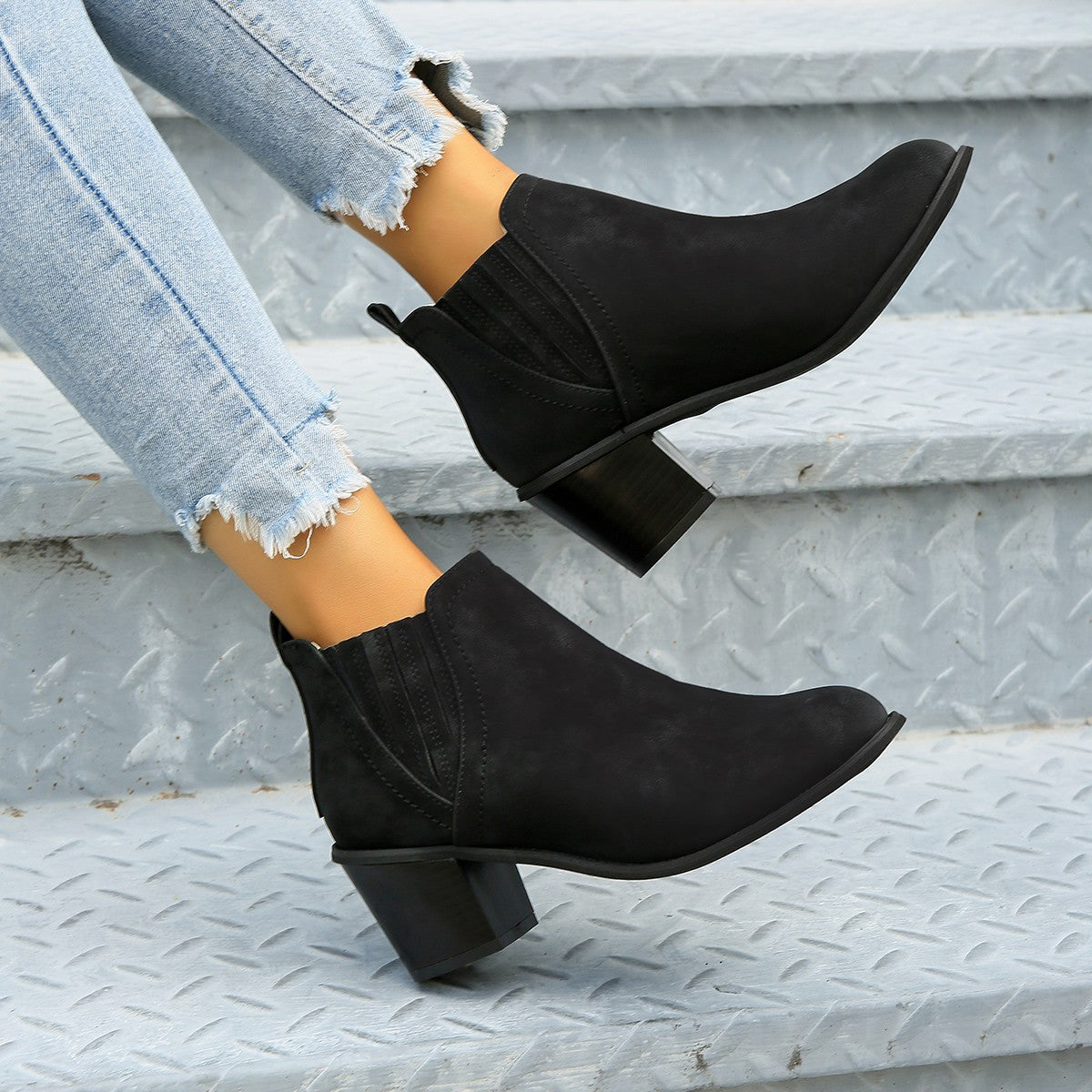 Orthopedic Balance Ankle Boots - Thick Heel Slip-On Comfort