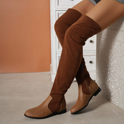 Orthopedic Balance Over-the-Knee Suede Boots - Low Heel