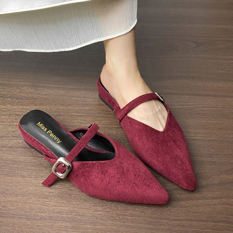 Orthopedic Balance | Pointed Toe Buckle Strap Slingback Flats