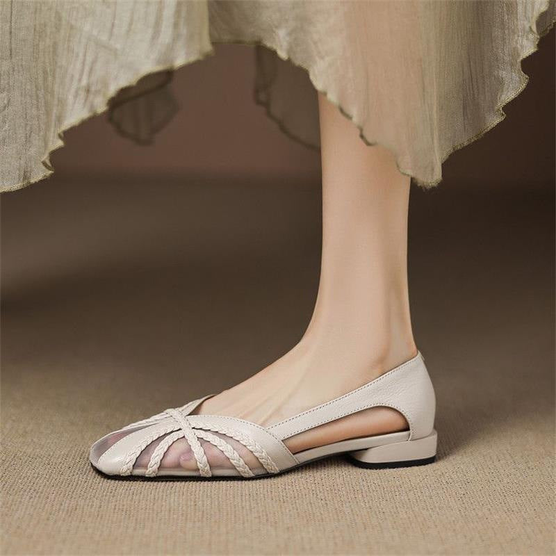 Orthopedic Balance Pointed Toe Woven Slingback Flat Sandals