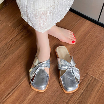 Flora | Women’s Metallic Orthopedic Slip-On Bow Sandals
