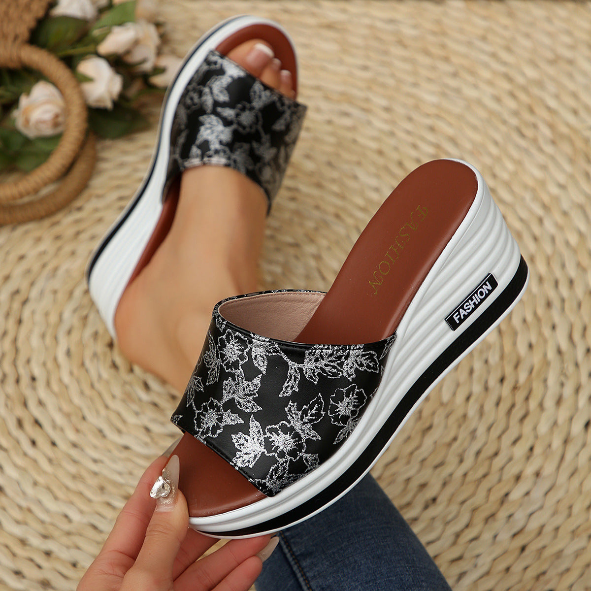 Heleneva | Women’s Orthopedic Platform Slide Wedge Sandals