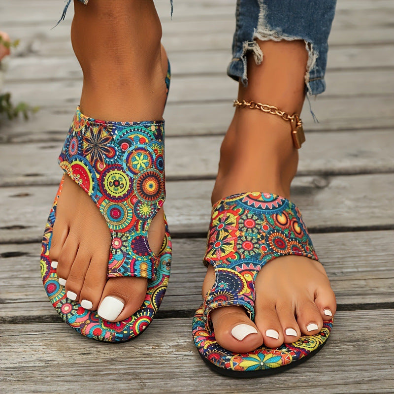 Orthopedic Balance | Bohemian Beaded Toe Ring Flat Sandals