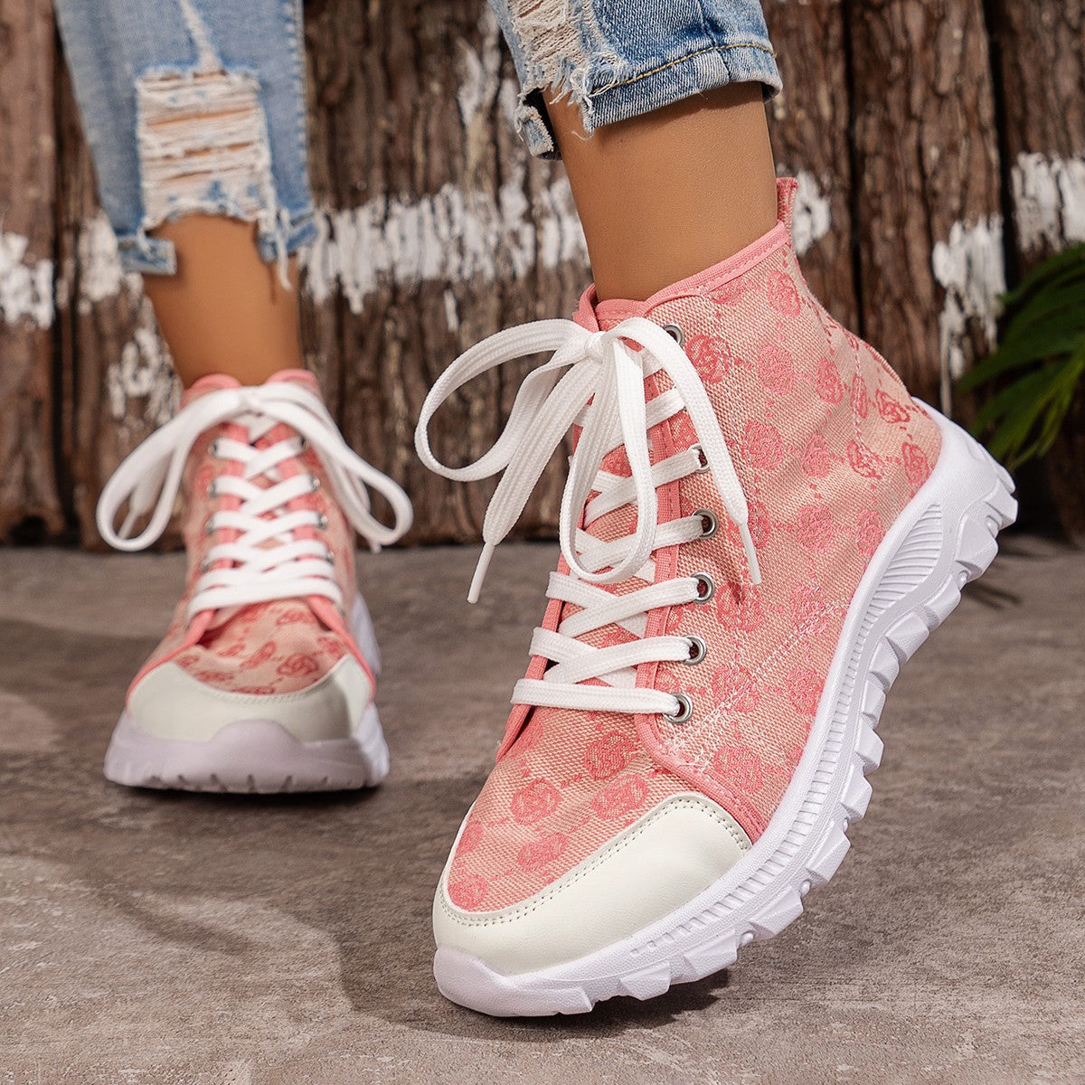Rose | Casual Lace-Up Ankle Sneakers