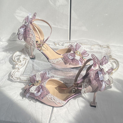 Orthopedic Balance Butterfly Flower Rhinestone Stiletto Heel Sandals