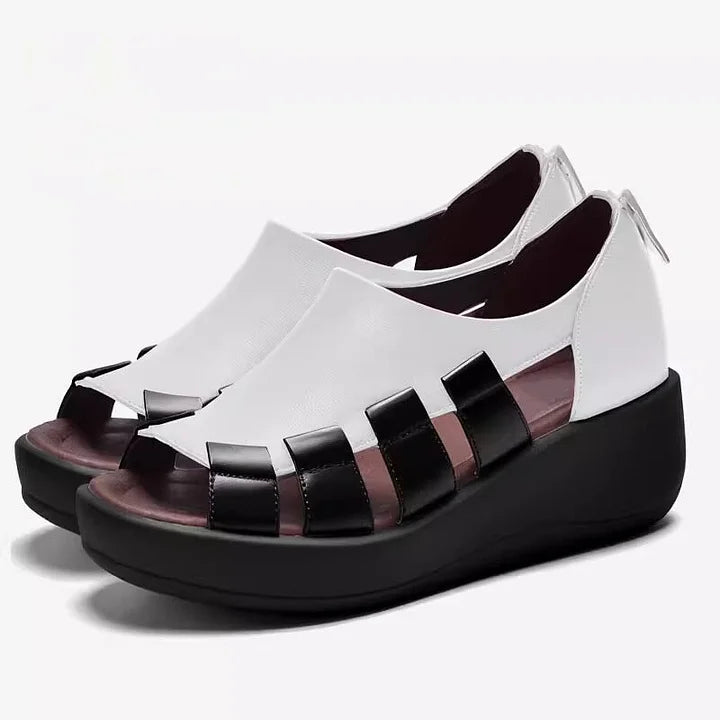 Zamira | Bold Colorblock Leather Wedge Sandals