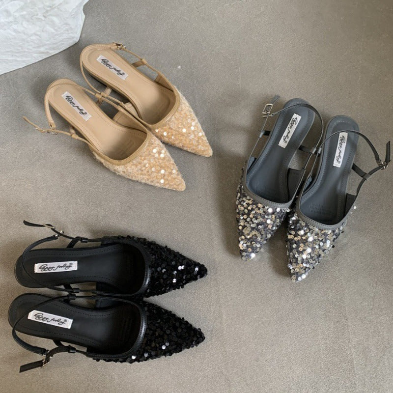 Orthopedic Balance Silver Sequined Pumps - Unique French Style