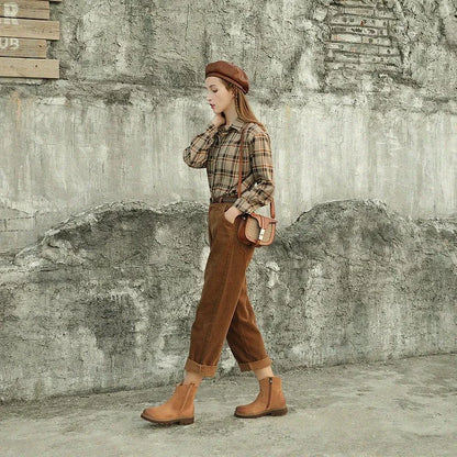 Oaklyn | Rustic Suede Side-Zip Lug-Sole Ankle Boots