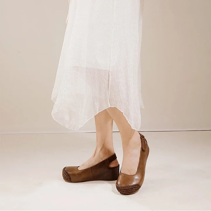 Elara | Handcrafted Leather Slingback Comfort Flats