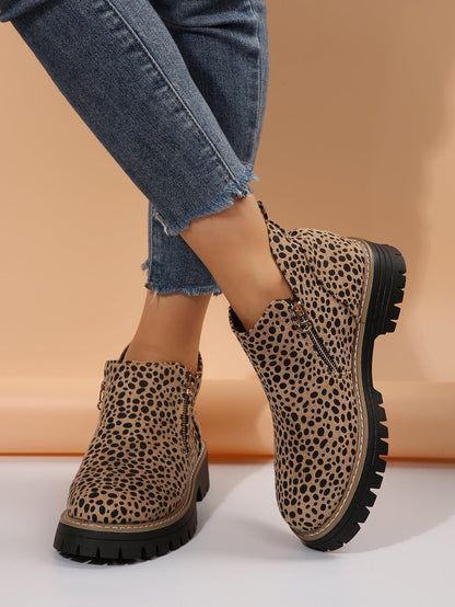 Orthopedic Balance Leopard Print Low Heel Boots - Unique Elegance