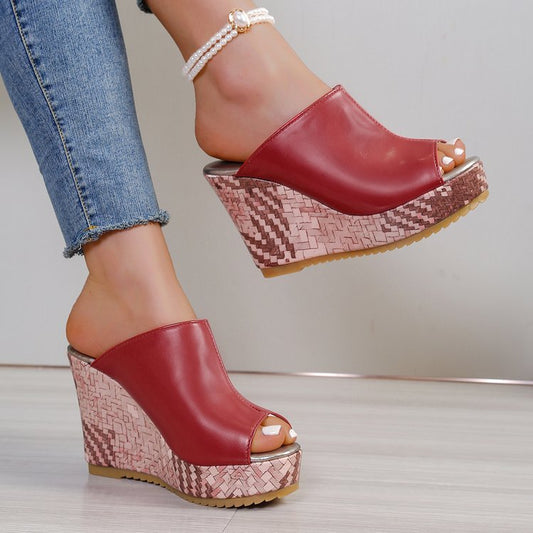 Orthopedic Balance Peep Toe Platform Wedge Mule Sandals