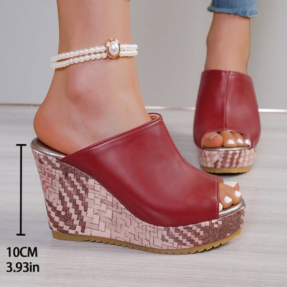 Orthopedic Balance Peep Toe Platform Wedge Mule Sandals