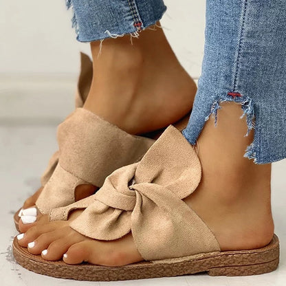 Orthopedic Balance Suede Sandals With Bow - Plus Size