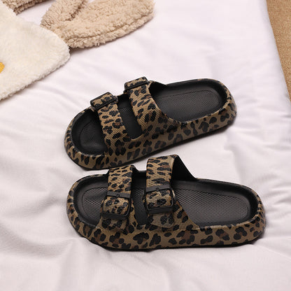 Orthopedic Balance Leopard Print Double Strap Slide Sandals