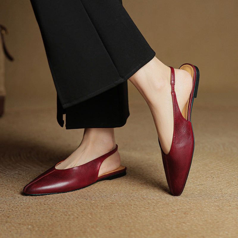 Orthopedic Balance Pointed Toe Slingback Flat Mules