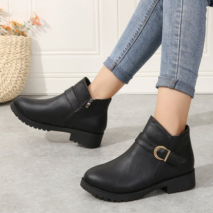 Orthopedic Balance Leather Boots - Chunky Heel Comfort