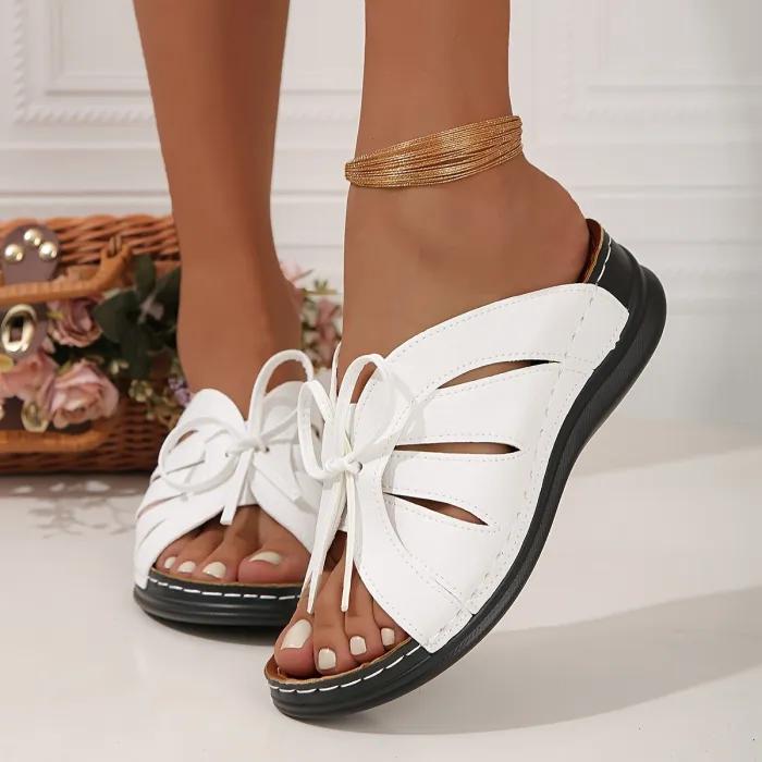 Jennifer | Butterfly-Cutout Orthopedic Sandals with Lace-Up Detail
