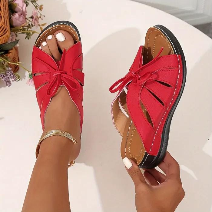 Jennifer | Butterfly-Cutout Orthopedic Sandals with Lace-Up Detail