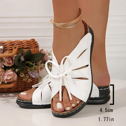 Jennifer | Butterfly-Cutout Orthopedic Sandals with Lace-Up Detail