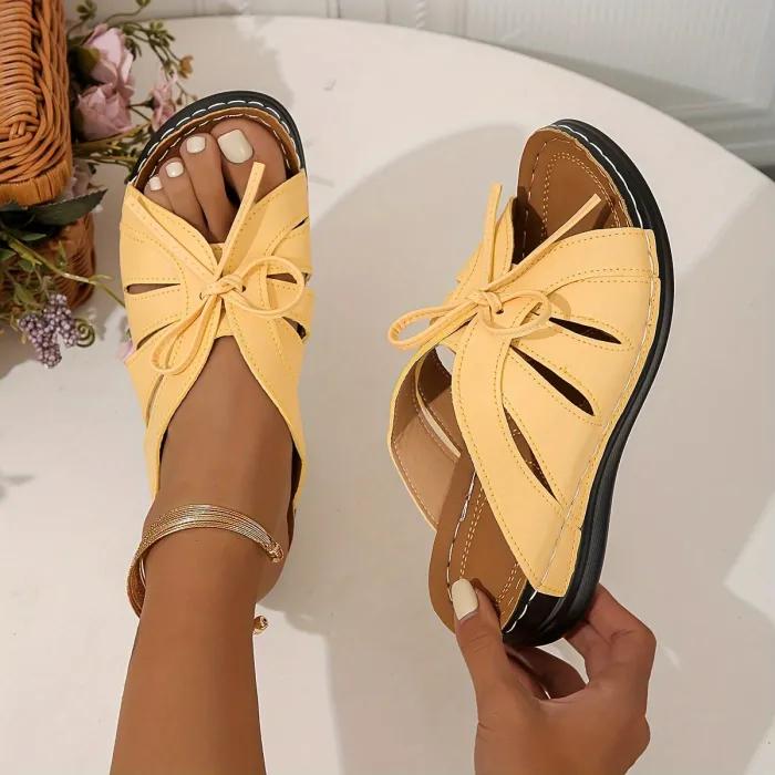 Jennifer | Butterfly-Cutout Orthopedic Sandals with Lace-Up Detail