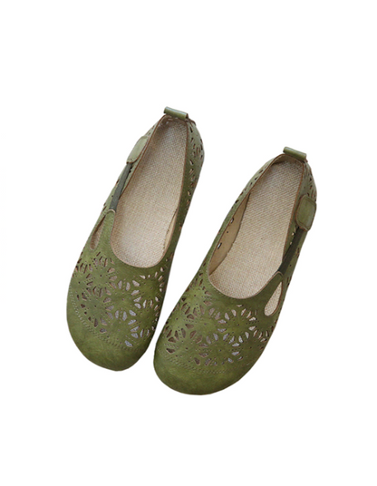 Jacqueline | Women’s Orthopedic Floral Cutout Leather Ballet Flats