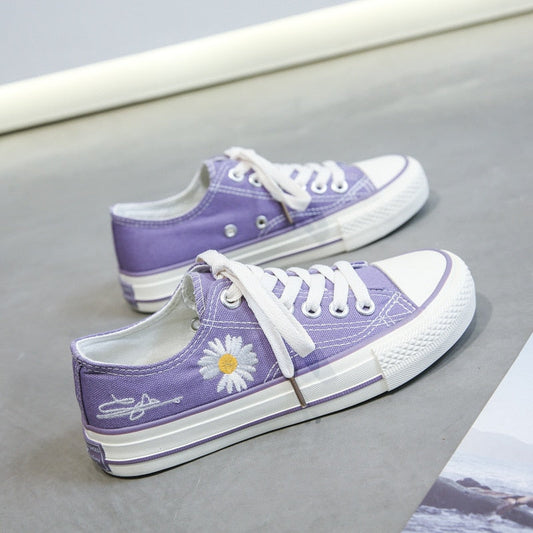 Kimberly | Women’s Orthopedic Canvas Sneakers with Daisy Embroidery