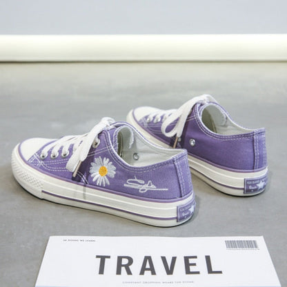 Kimberly | Women’s Orthopedic Canvas Sneakers with Daisy Embroidery