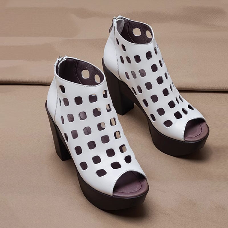 Jada | Women’s Peep-Toe Block Heel Ankle Boots