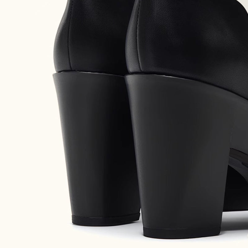 Leah | Women’s Orthopedic Peep-Toe Block Heel Leather Shoes