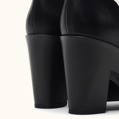 Leah | Women’s Orthopedic Peep-Toe Block Heel Leather Shoes