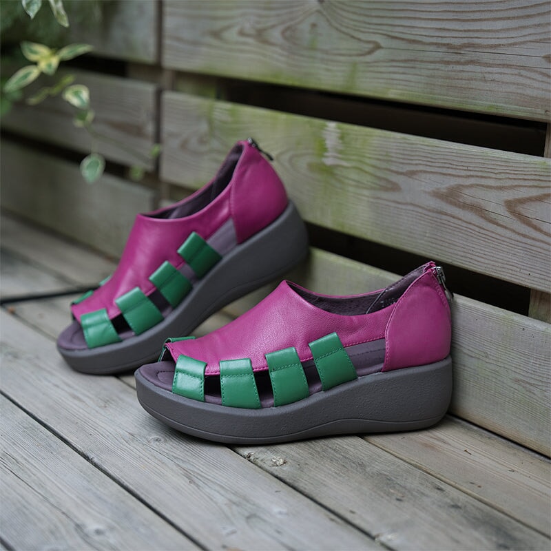 Joan | Women’s Orthopedic Open-Toe Leather Slip-On Comfort Shoes