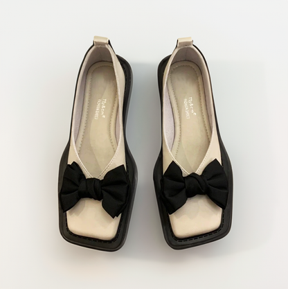 Joy | Square-Toe Ballet Flats with Bow Detail and Orthopedic Comfort