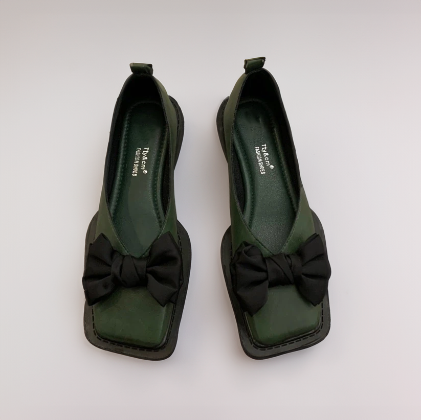 Joy | Square-Toe Ballet Flats with Bow Detail and Orthopedic Comfort
