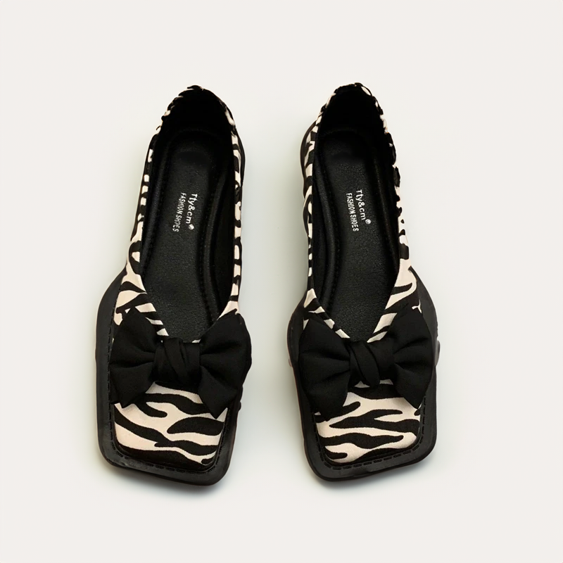 Joy | Square-Toe Ballet Flats with Bow Detail and Orthopedic Comfort