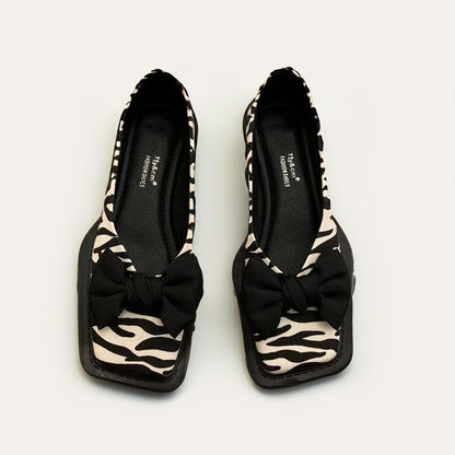 Joy | Square-Toe Ballet Flats with Bow Detail and Orthopedic Comfort
