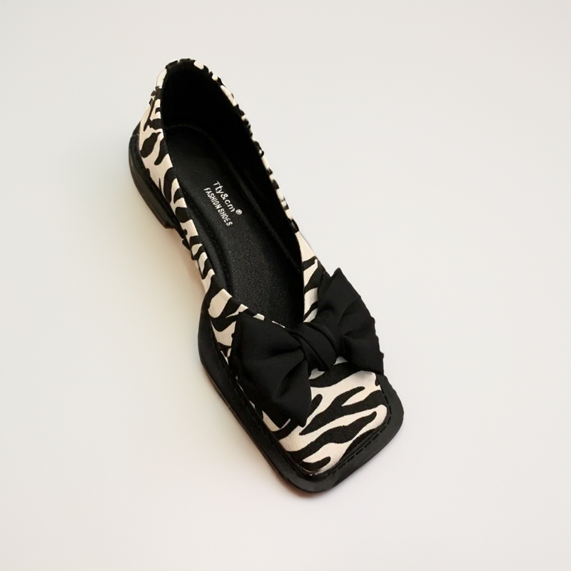 Joy | Square-Toe Ballet Flats with Bow Detail and Orthopedic Comfort