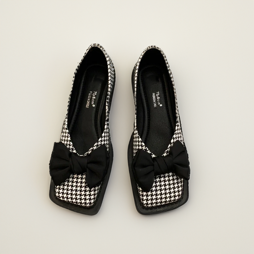 Joy | Square-Toe Ballet Flats with Bow Detail and Orthopedic Comfort