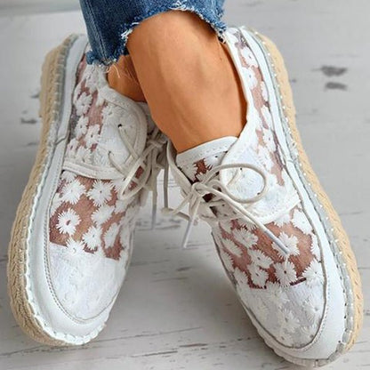 Beryl | Floral Mesh Lace-Up Sneakers – Lightweight Breathable Comfort