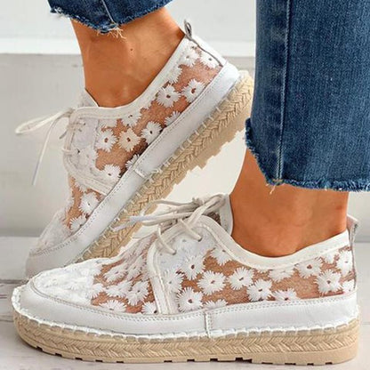 Beryl | Floral Mesh Lace-Up Sneakers – Lightweight Breathable Comfort