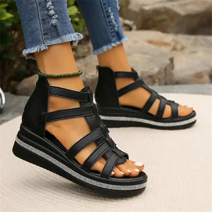 Brianna | Orthopedic Gladiator Wedge Sandals – Adjustable Strappy Comfort